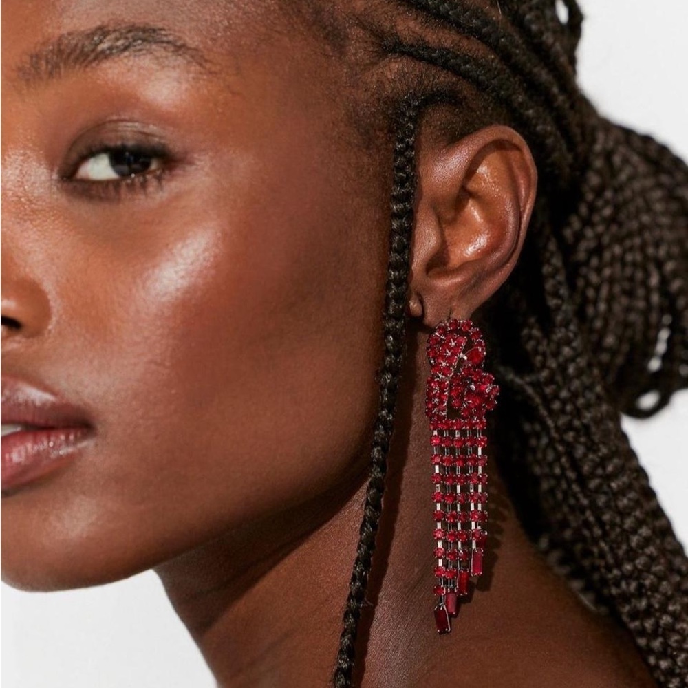 Free People Follow The Rhythm Rhinestone Earrings NWT